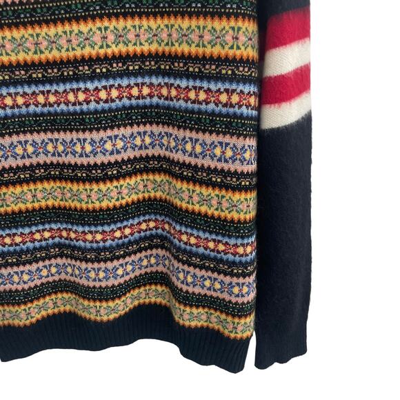 No. 21 Color Block Fair Isle Knit Crewneck Sweater Black Multicolor Womens US 8? - Picture 4 of 7